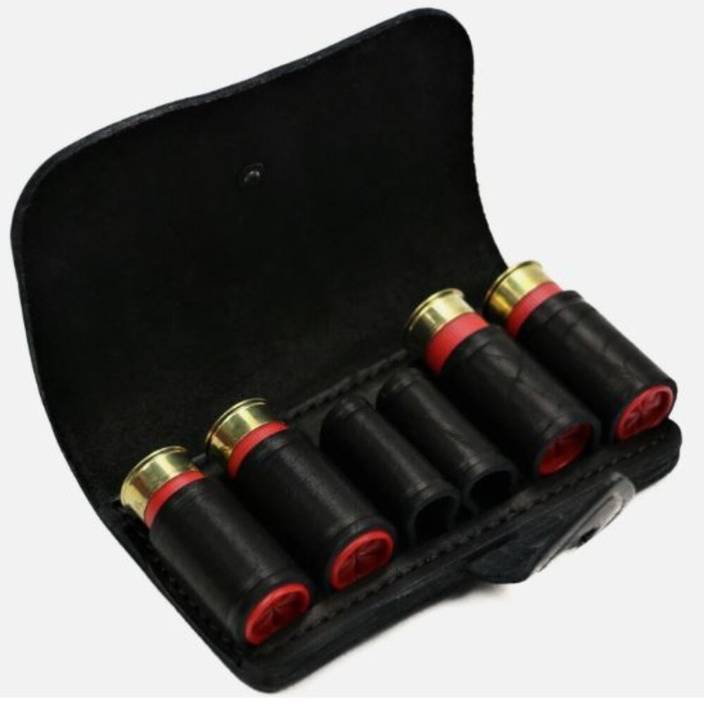 New Genuine Leather Shotgun Shell Ammunition Carrier Belt Slide 12 Gauge Black